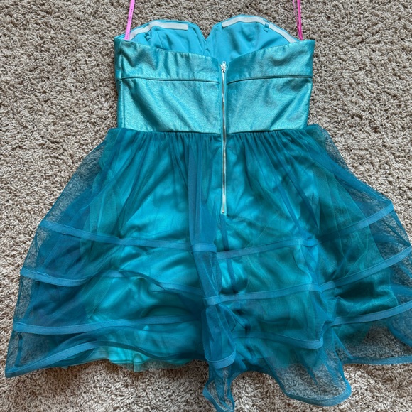Betsey Johnson tulle and faux leather strapless mini dress - Picture 3 of 12